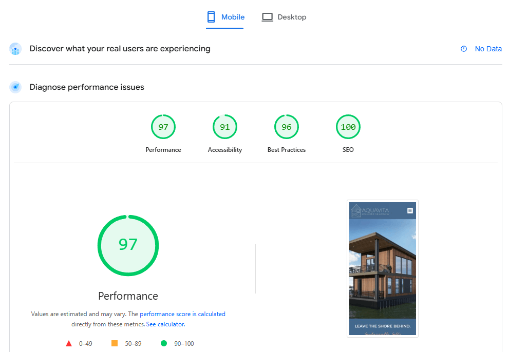 Aqua Performance Page insight after